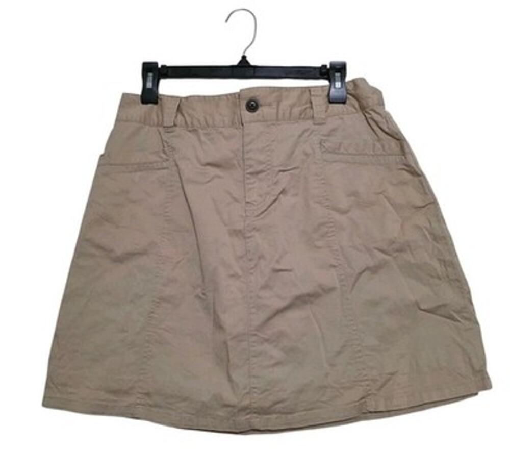 Vintage Khaki Beige Mini Skort Womens 10 Gorpcore Safari Y2K Preppy Boho 2000s